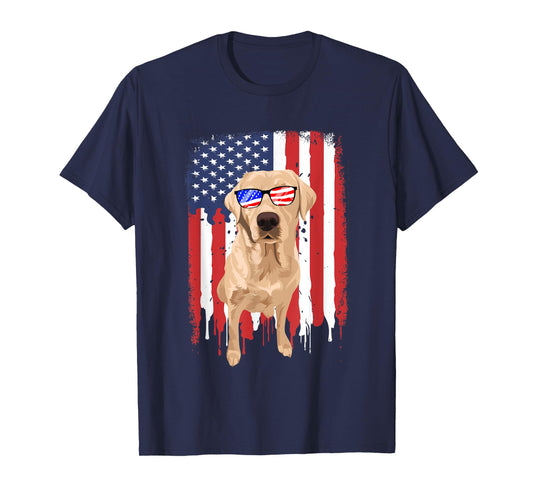 Labrador Retriever Shirt Independence Day 4th July USA Flag T-Shirt