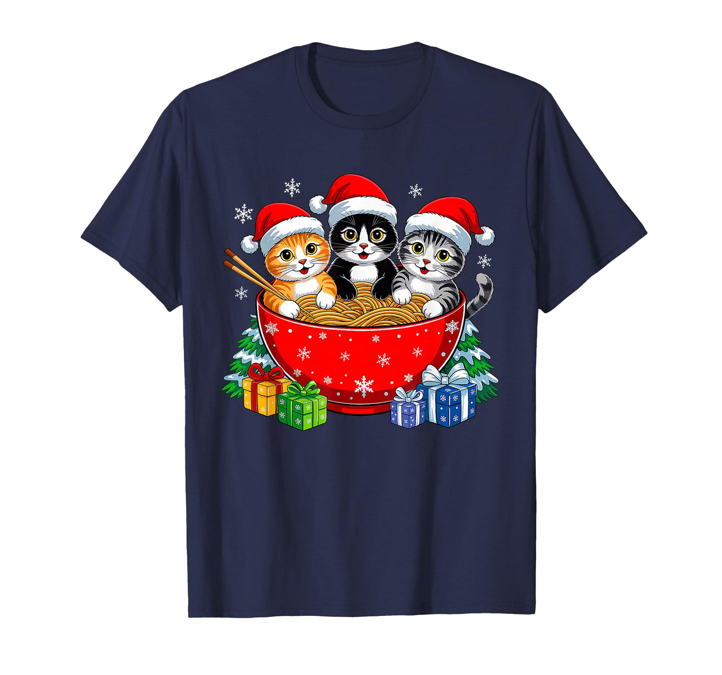 Christmas Cats Ramen Kitten Anime Xmas for Men Women Kids T-Shirt