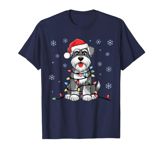 Standard Schnauzer Christmas Lights Xmas Dogs Gifts for Men T-Shirt