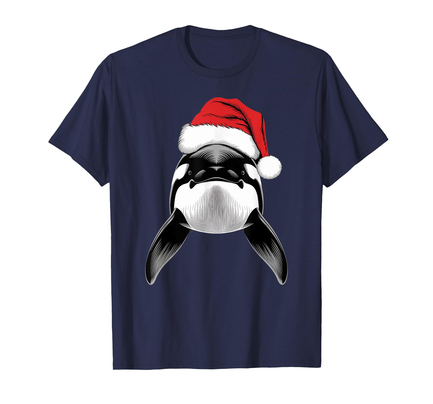 Joyful Orca Santa on Orca Christmas T-Shirt