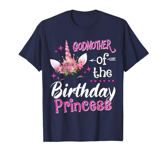 Godmother Of The Birthday Princess Unicorn Flower Mommy T-Shirt
