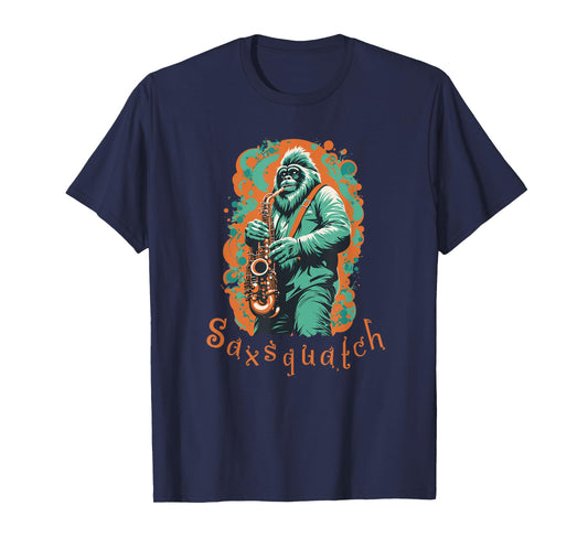 Saxsquatch Bigfoot Saxophone Player T-Shirt