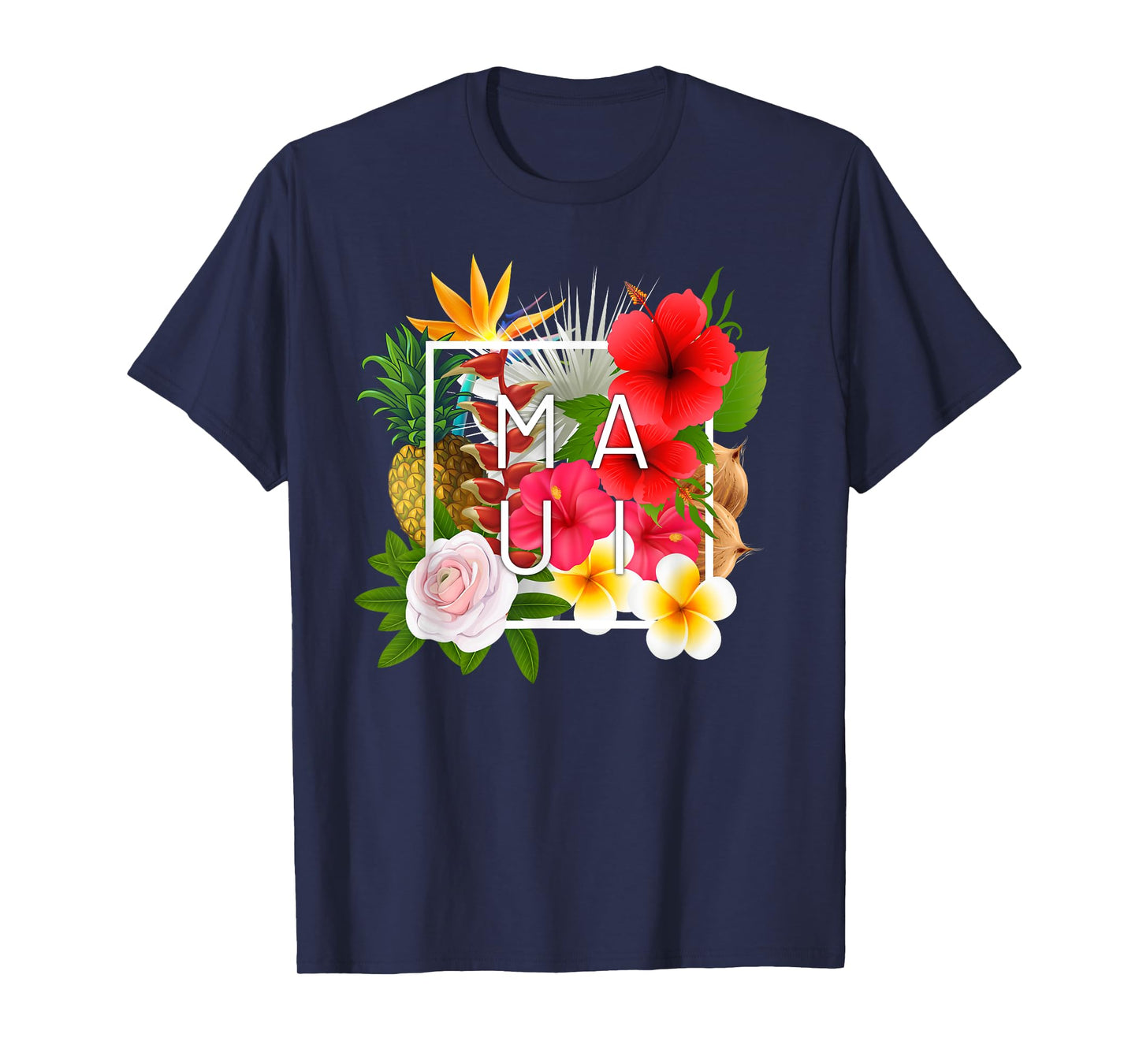 Flowers of Maui Word Art - Hawaiian Island Souvenir T-Shirt