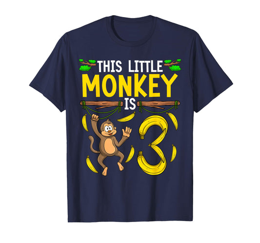 Monkey Birthday Shirt 3rd Monkey Theme Party Kids T-Shirt