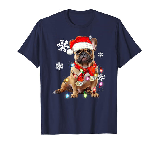 French Bulldog Dog Christmas Light Pajama Pet Xmas T-Shirt