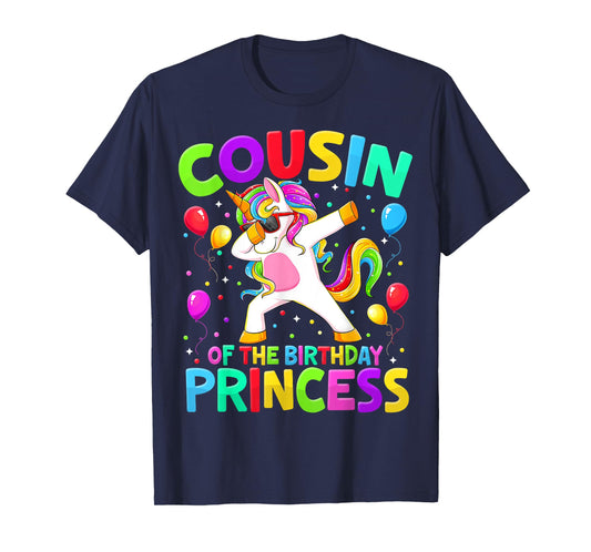 Cousin Of The Birthday Princess Girl Dabbing Unicorn Bro Sis T-Shirt