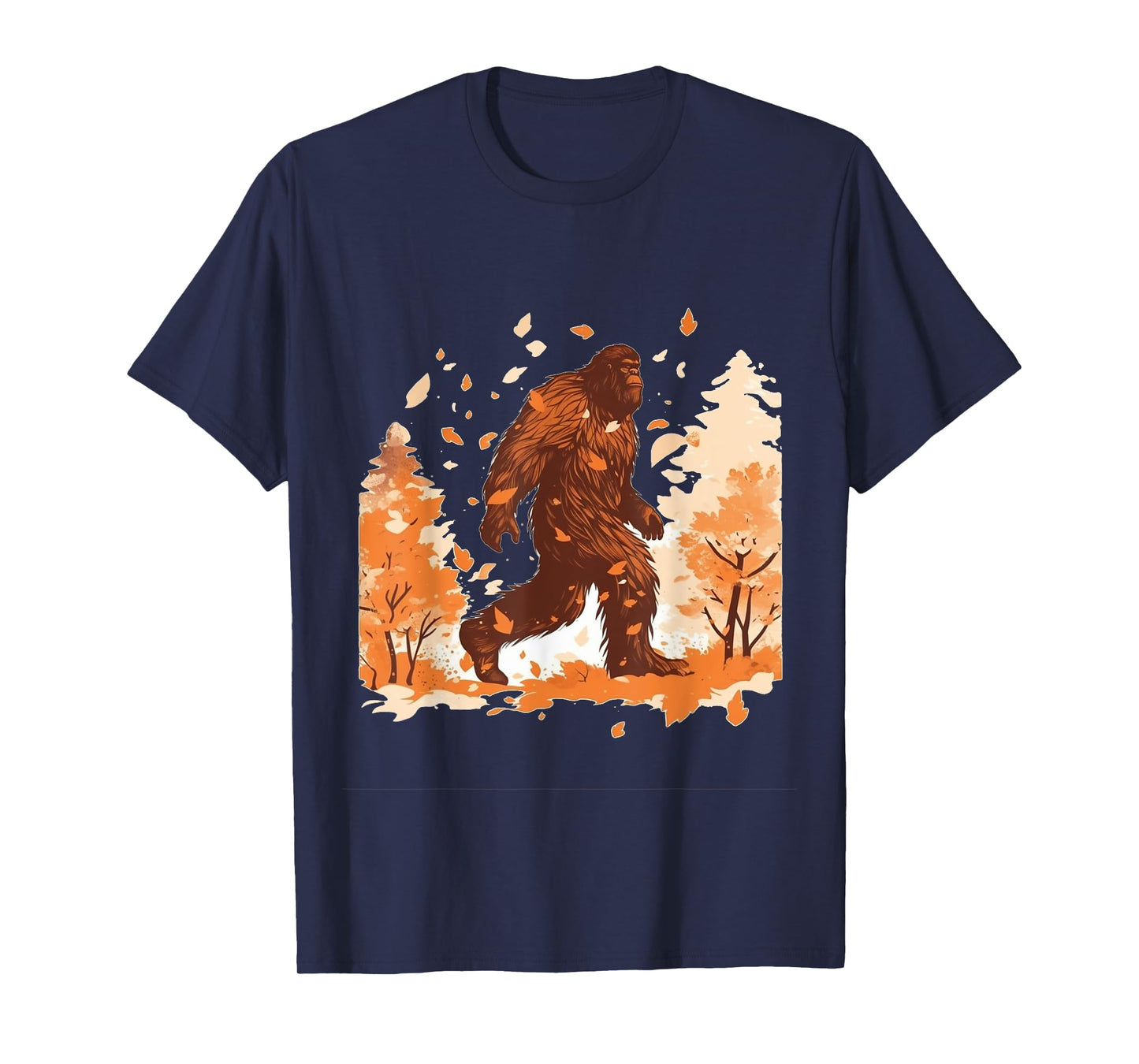 Bigfoot Fall Leaves Thanksgiving Day Sasquatch Autumn T-Shirt