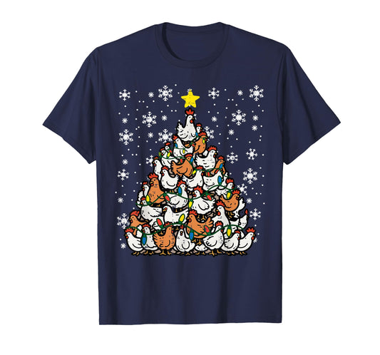 Christmas Chickens Xmas Tree Hens Farm Farmer Women Kids Men T-Shirt