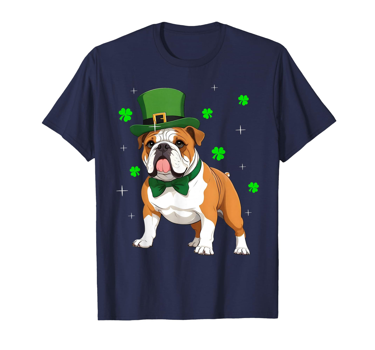 Shamrock Leprechaun Hat English Bulldog St Patrick's Day Men Women Kids T-Shirt