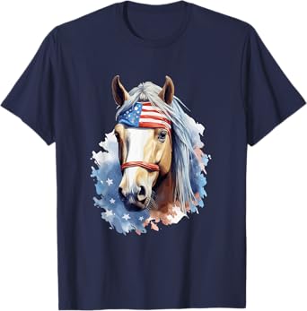 Horse Lovers American Flag Bandana Patriotic 4th Of July T-Shirt