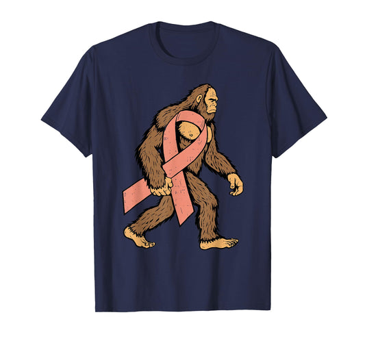 Uterine Cancer Awareness Bigfoot Ribbon Peach Men Boy Kid T-Shirt