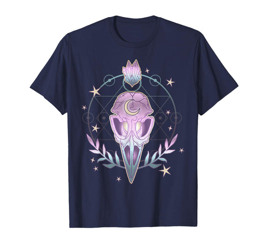 Pastel Goth Creepy Bird Skull - Moon Crystals Aesthetic Gift T-Shirt