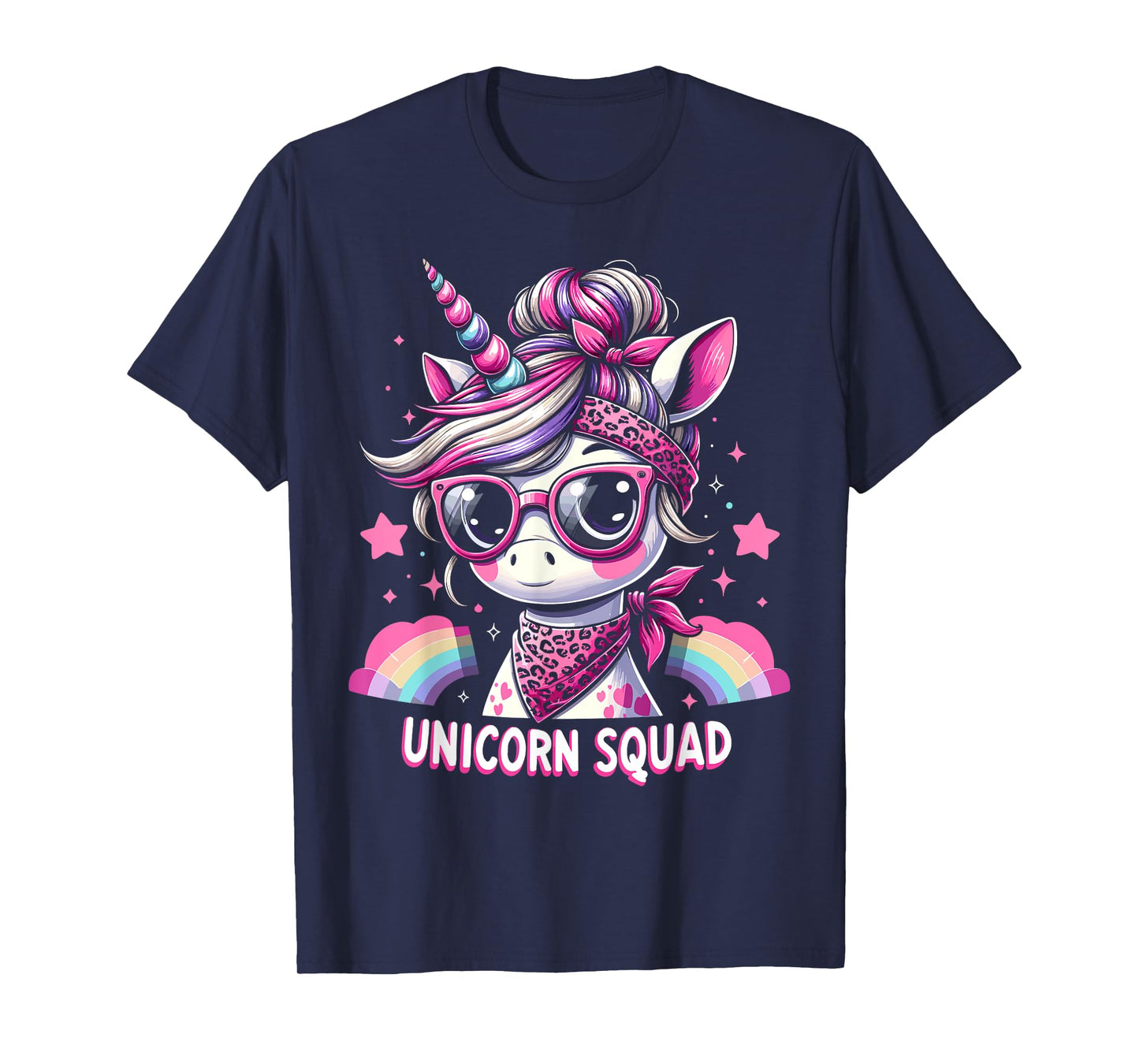 Unicorn Squad - Graceful Unicorn with leopard Bandana T-Shirt