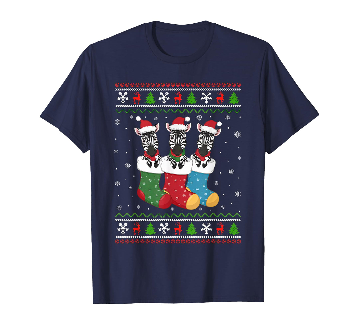 Ugly Xmas Sweater Zebra In Christmas Socks T-Shirt