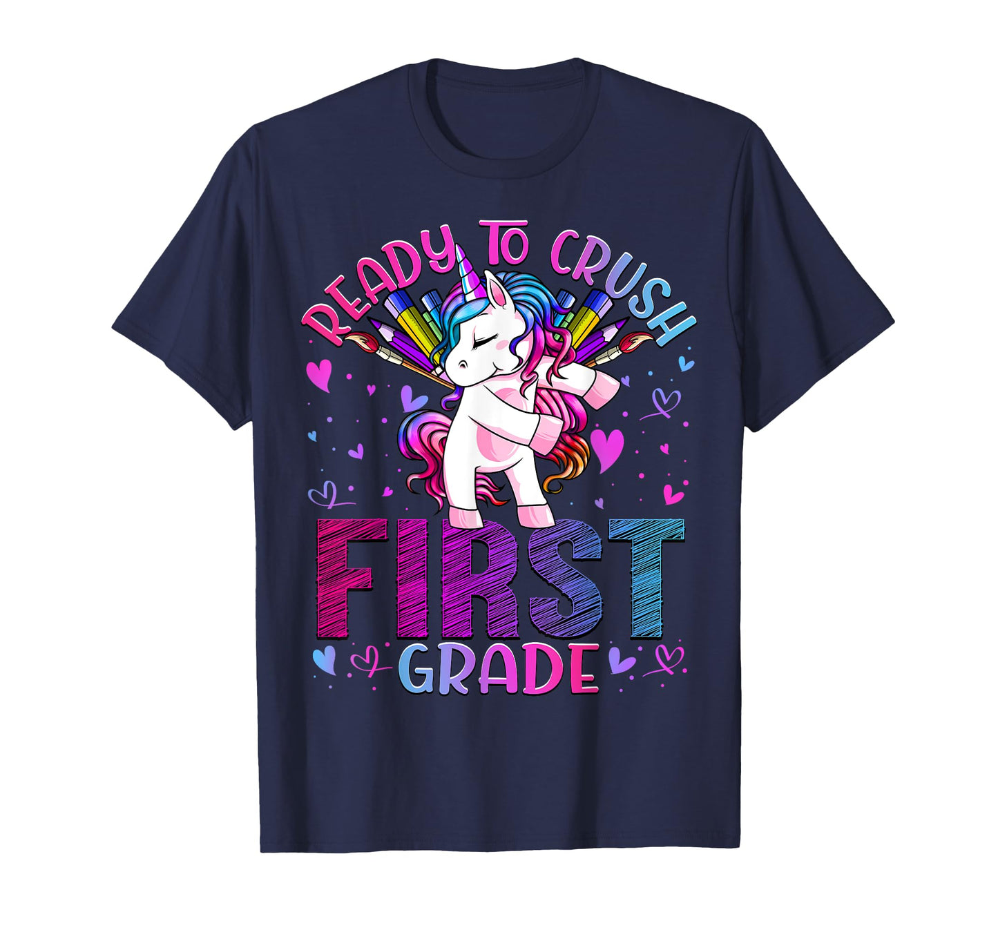 Ready to Crush First 1st Grade Back To School Unicorn Kids T-Shirt
