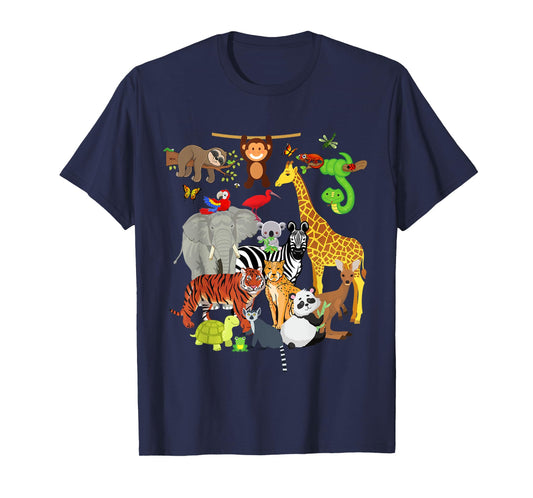 Zoo Animals Wildlife Birthday Party Zoo Day 26 Animals T-Shirt