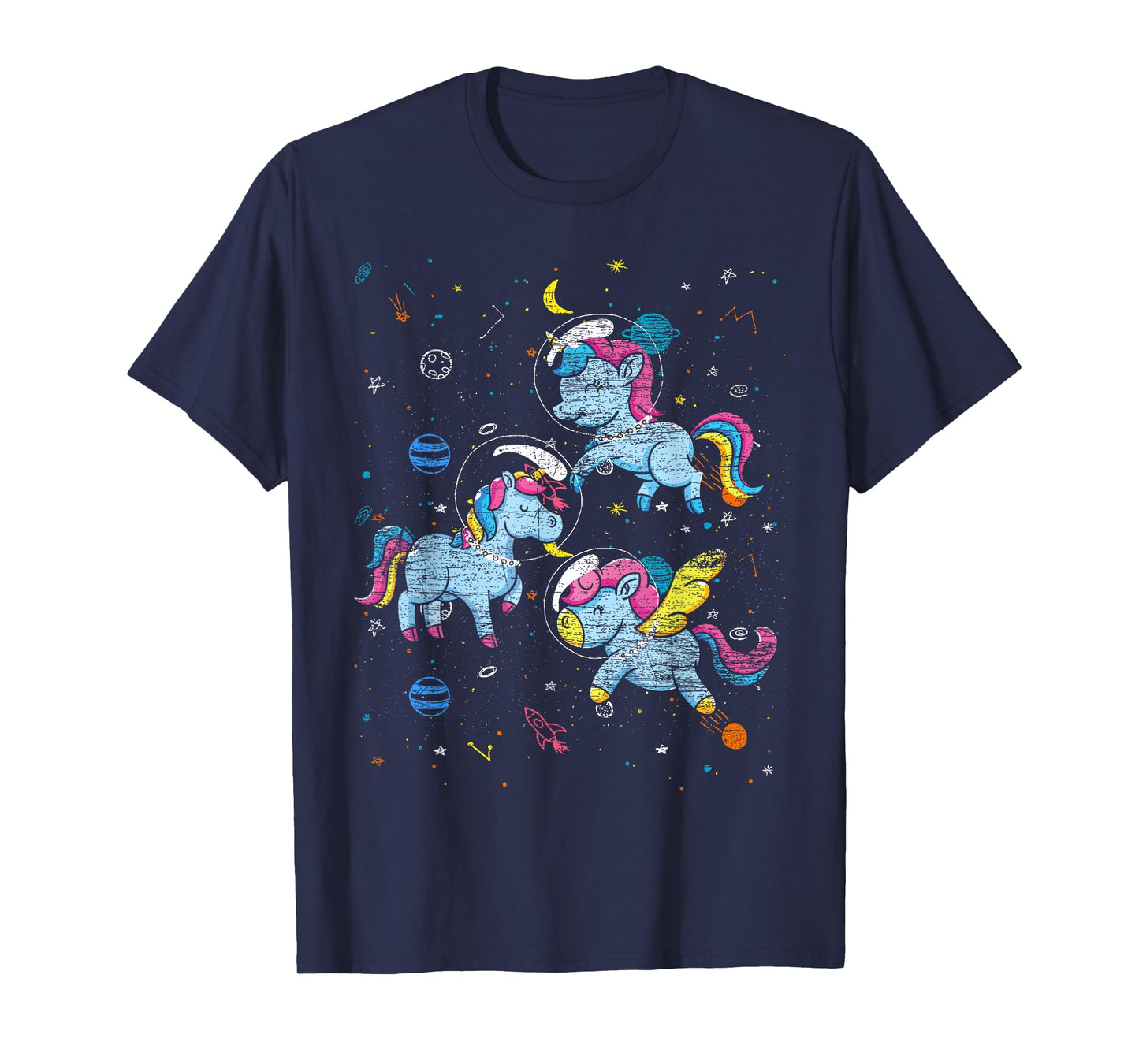 Astronaut Outer Space Planets Magical Girls Gift Unicorn T-Shirt
