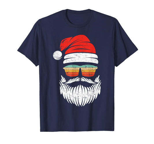 Santa Face Retro Sunglasses Christmas Xmas Men Women Kids T-Shirt
