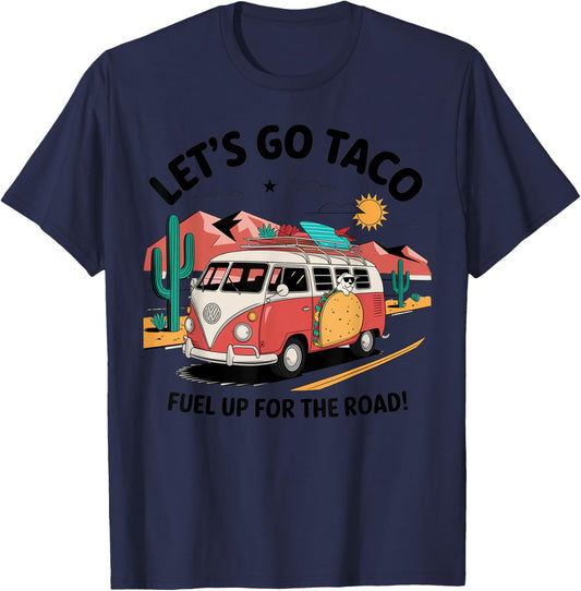 Let’s Go Taco Funny Dog in Van Summer Travel Adventure T-Shirt