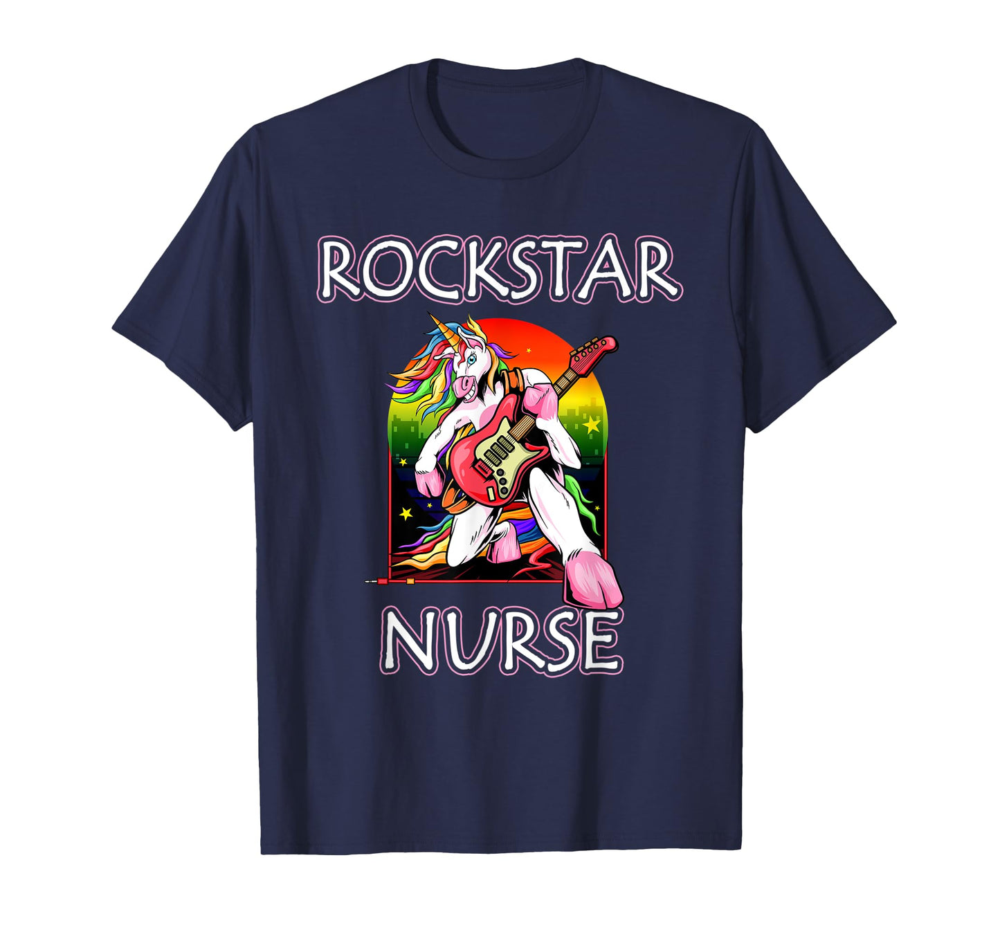 Unicorn Nurse Rockstar Rock Guitar Music Band Nursing T-Shirt