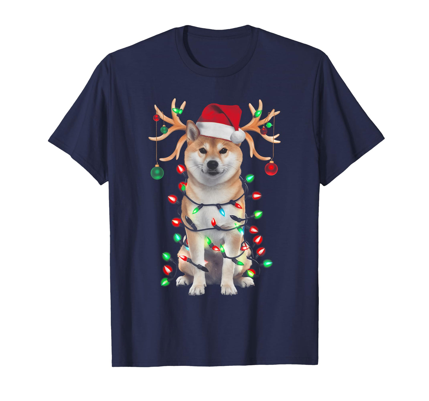Shiba Inu Christmas Tree Shirt Shiba Inu Santa Hat Lover T-Shirt
