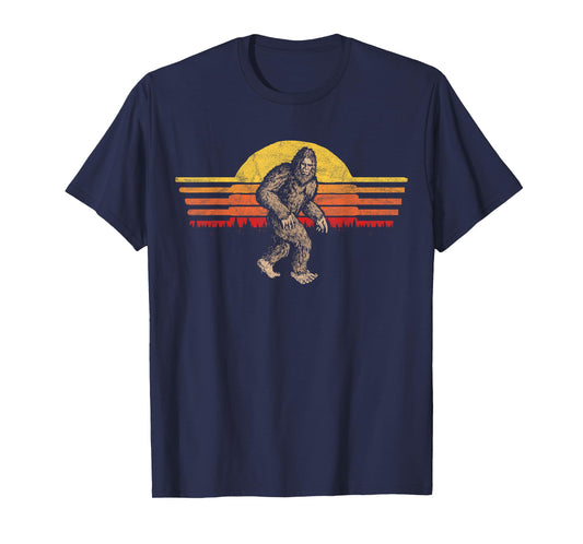 Bigfoot Distressed Eighties Sunset Vintage Sasquatch Sun T-Shirt