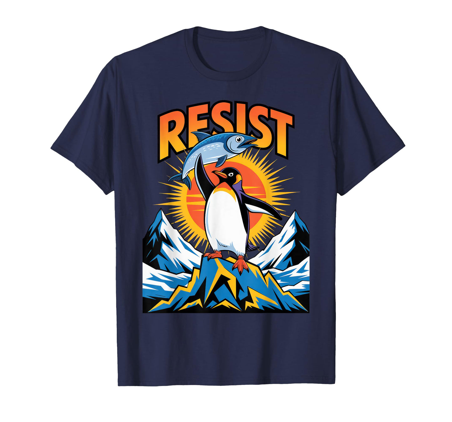 Penguins Protest Against Tariffs Funny Penguin Tariff T-Shirt