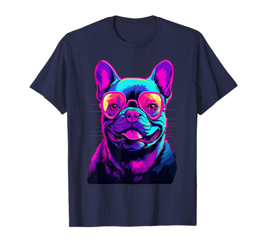 French Bulldog Synthwave Vaporwave T-Shirt