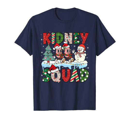 Kidney Squad Xmas Tree Snowman Dialysis Nurse Christmas T-Shirt