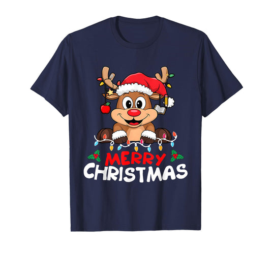 Merry Christmas Reindeer Xmas Family Women Men Funny T-Shirt