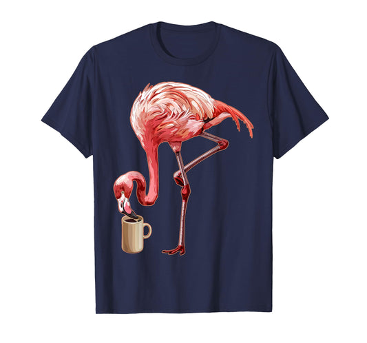 Flamingo Shirt Womens Men Funny Flamingo And Coffee T-Shirt