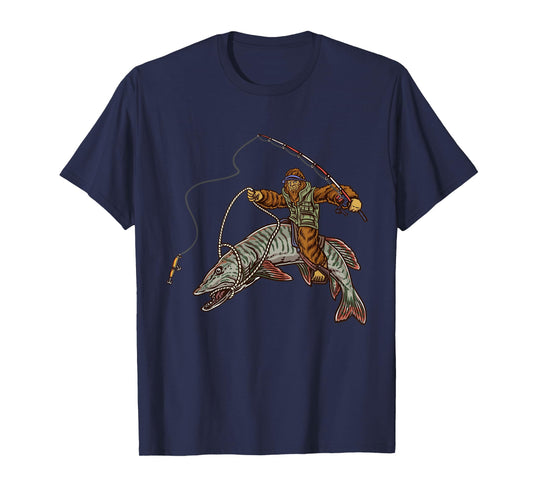 Muskie Fishing Tiger Musky Hunting Bigfoot Fishermen T-Shirt