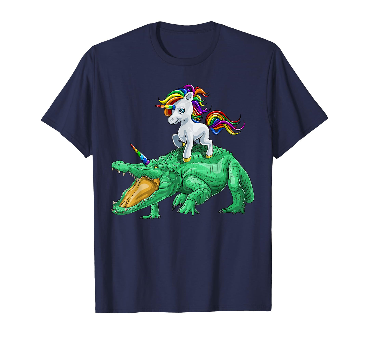 Unicorn Riding Crocodile Alligator Reptile Animal T-Shirt