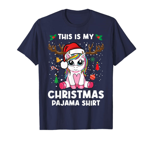 This Is My Christmas Pajama Shirt Girls Unicorn Christmas T-Shirt