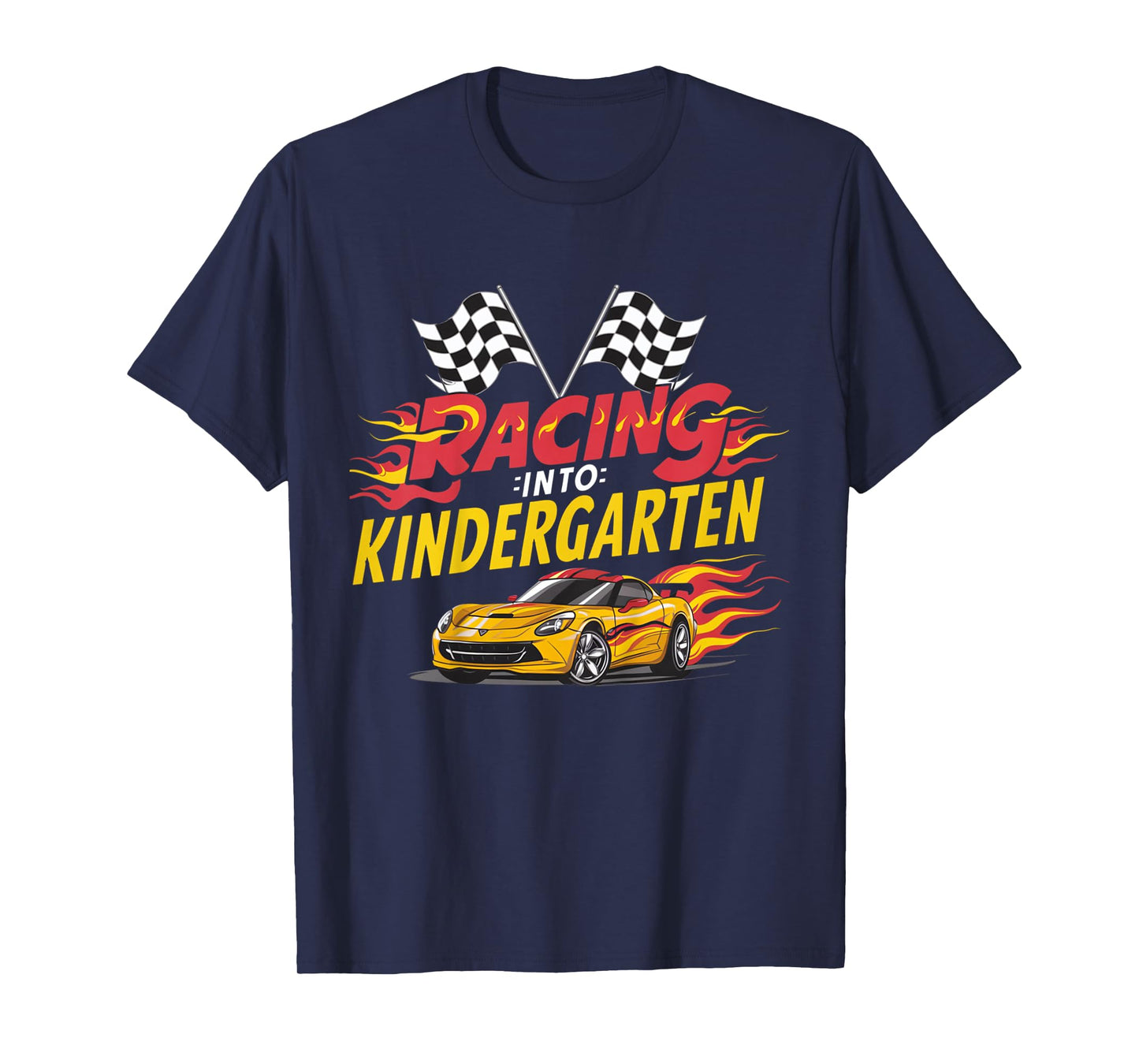 Kids Hello First Day of Kindergarten Racing Car Back to School T-Shirt
