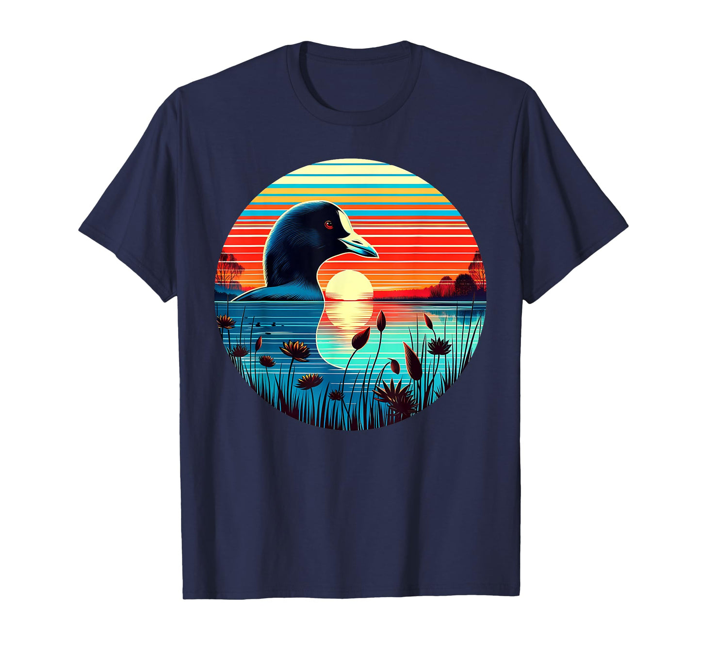 Coot Bird Sunset Retro Style Safari Vintage 70s T-Shirt