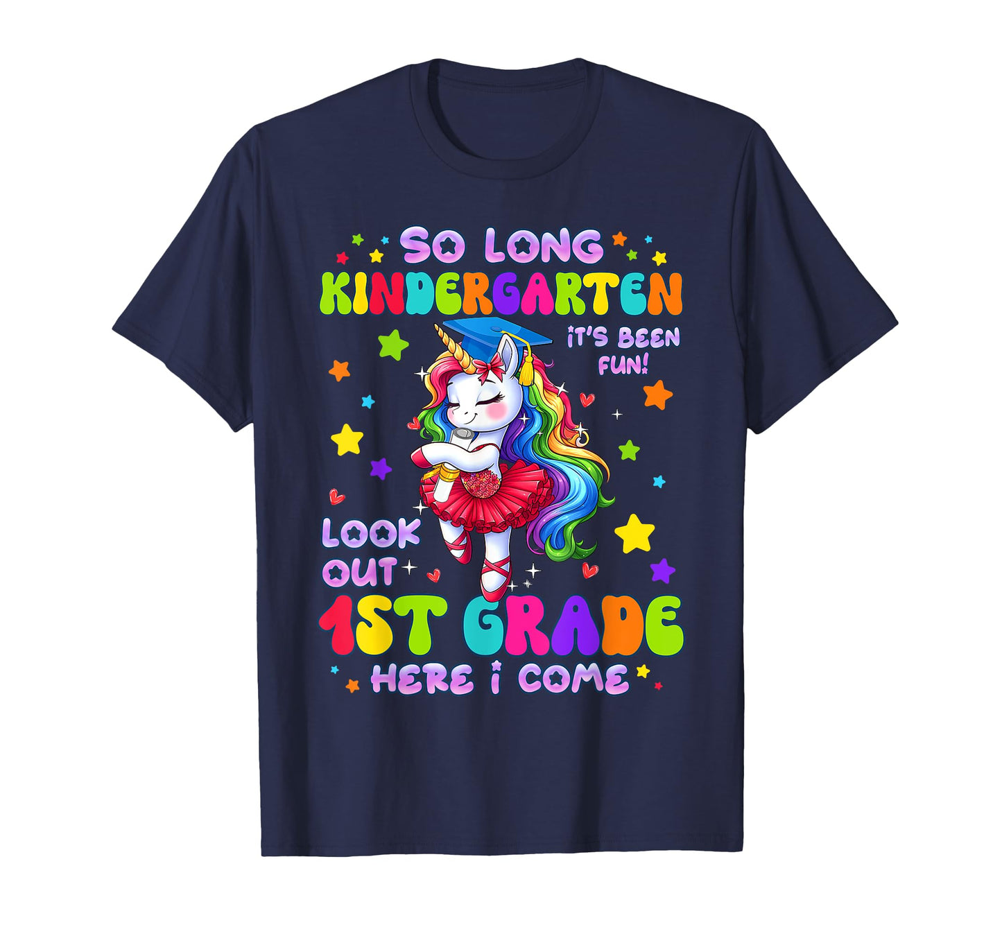 Kindergarten Graduation 2025 Graduate Girls Unicorn 1st Grad T-Shirt