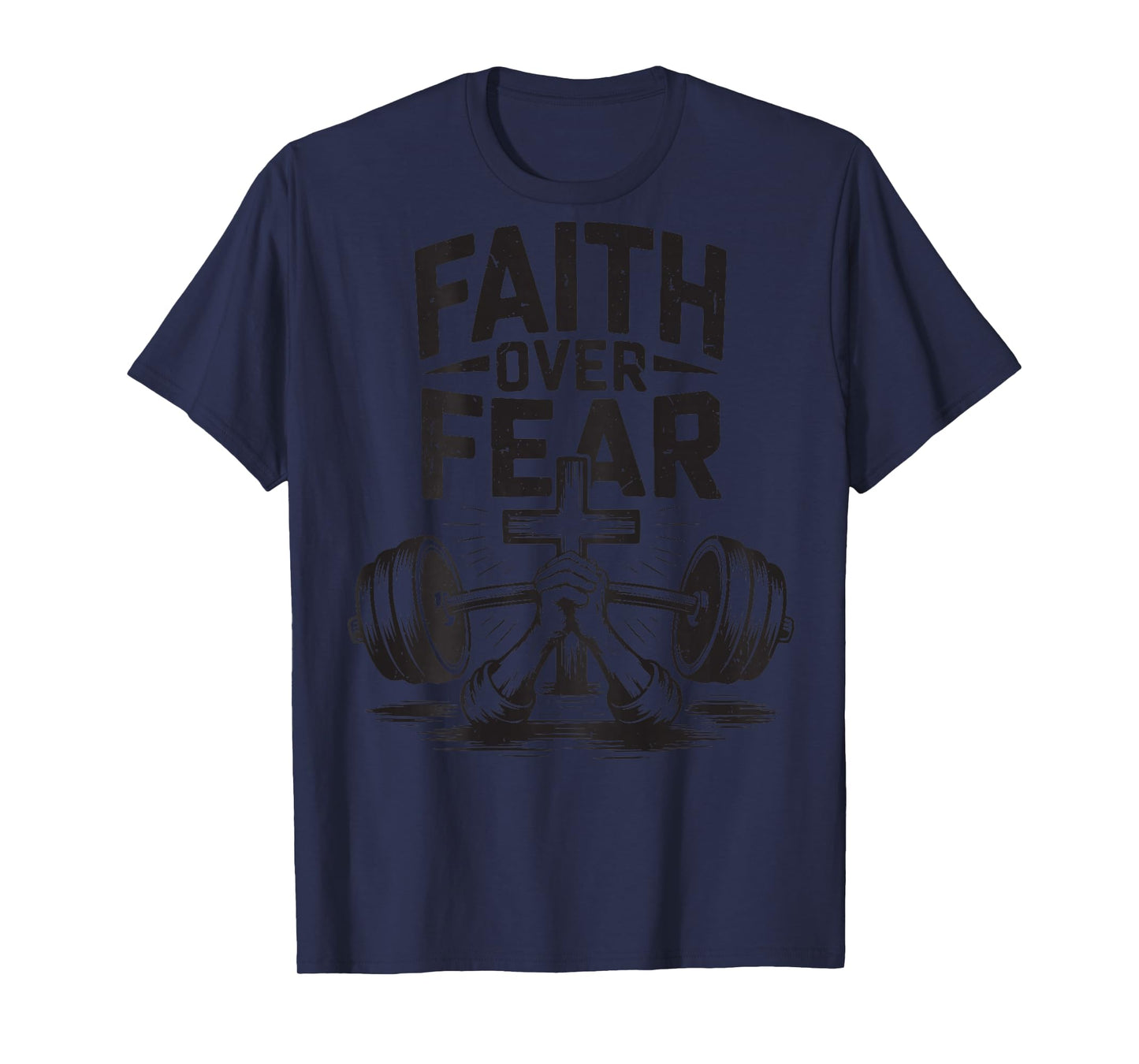 Men's Faith Over Fear Christian Workout Gym Jesus Workout T-Shirt