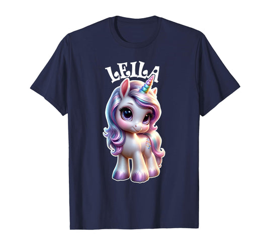 Leila Cute Unicorn Design for Girls Name Leila T-Shirt