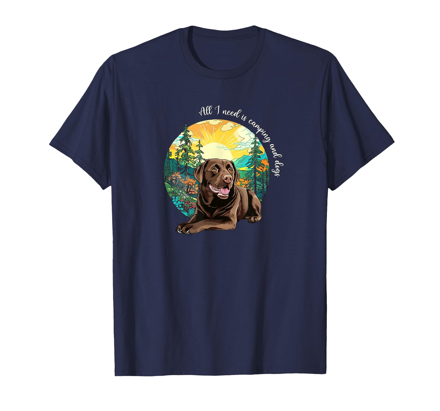 Funny Cute Mens Womens Camping Chocolate Lab Dog Lover T-Shirt