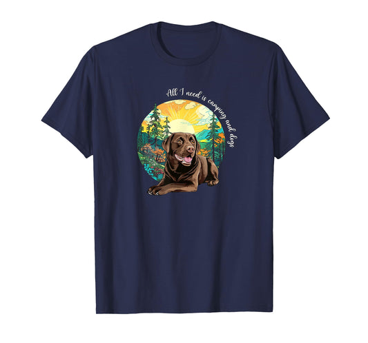 Funny Cute Mens Womens Camping Chocolate Lab Dog Lover T-Shirt