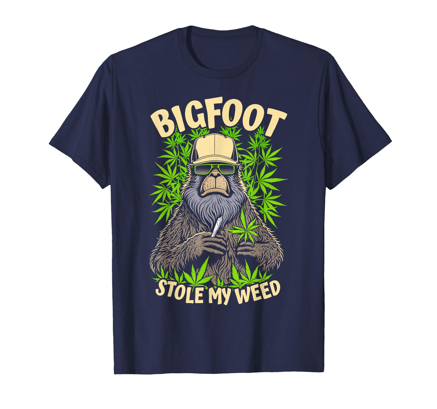 Bigfoot Stole My Weed Funny Sasquatch Stoner Cannabis Blunt T-Shirt