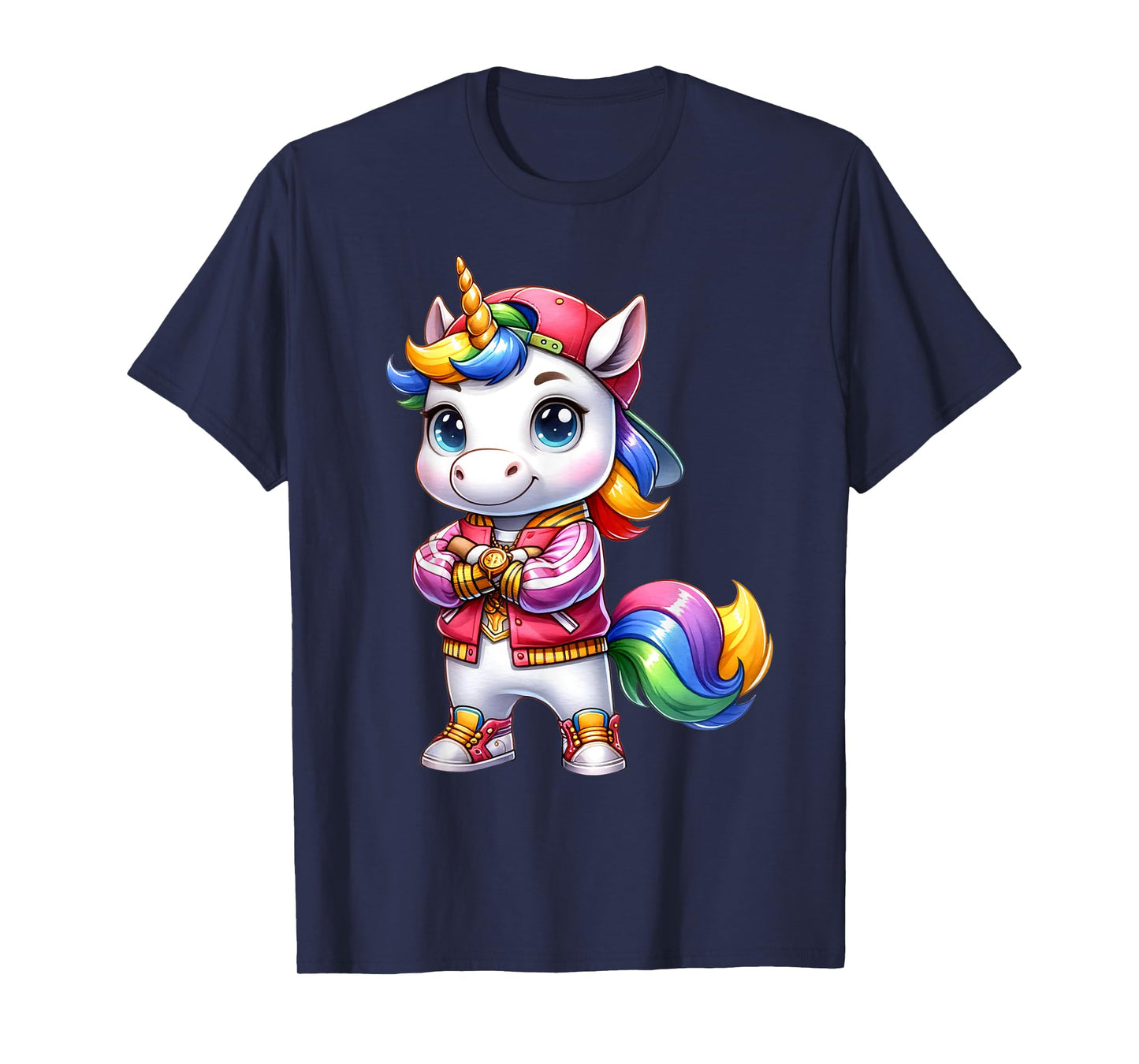 Hip Hop Unicorn Rainbow Swag Kids Fun T-Shirt