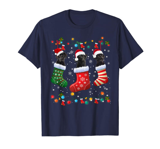 Christmas Socks Pajama Black Lab Labrador Dog Puppy Lover T-Shirt