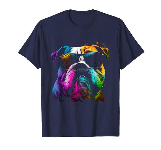 English bulldog sunglasses pet lover dog T-Shirt