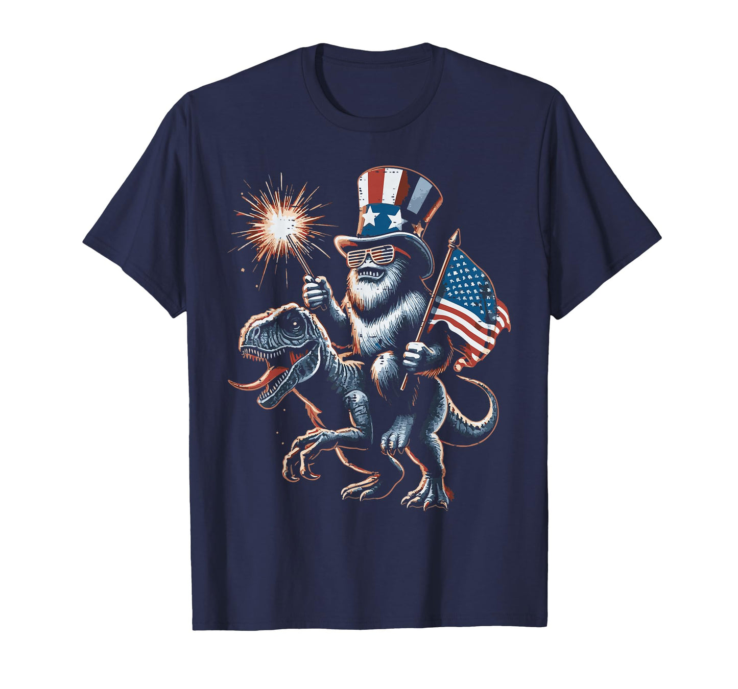 4th Of July Bigfoot Dino Trex American Boys Kids Youth T-Shirt