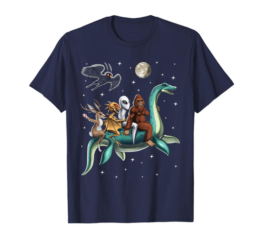 Cryptid Bigfoot Jackalope Mothman Loch Ness Monster T-Shirt