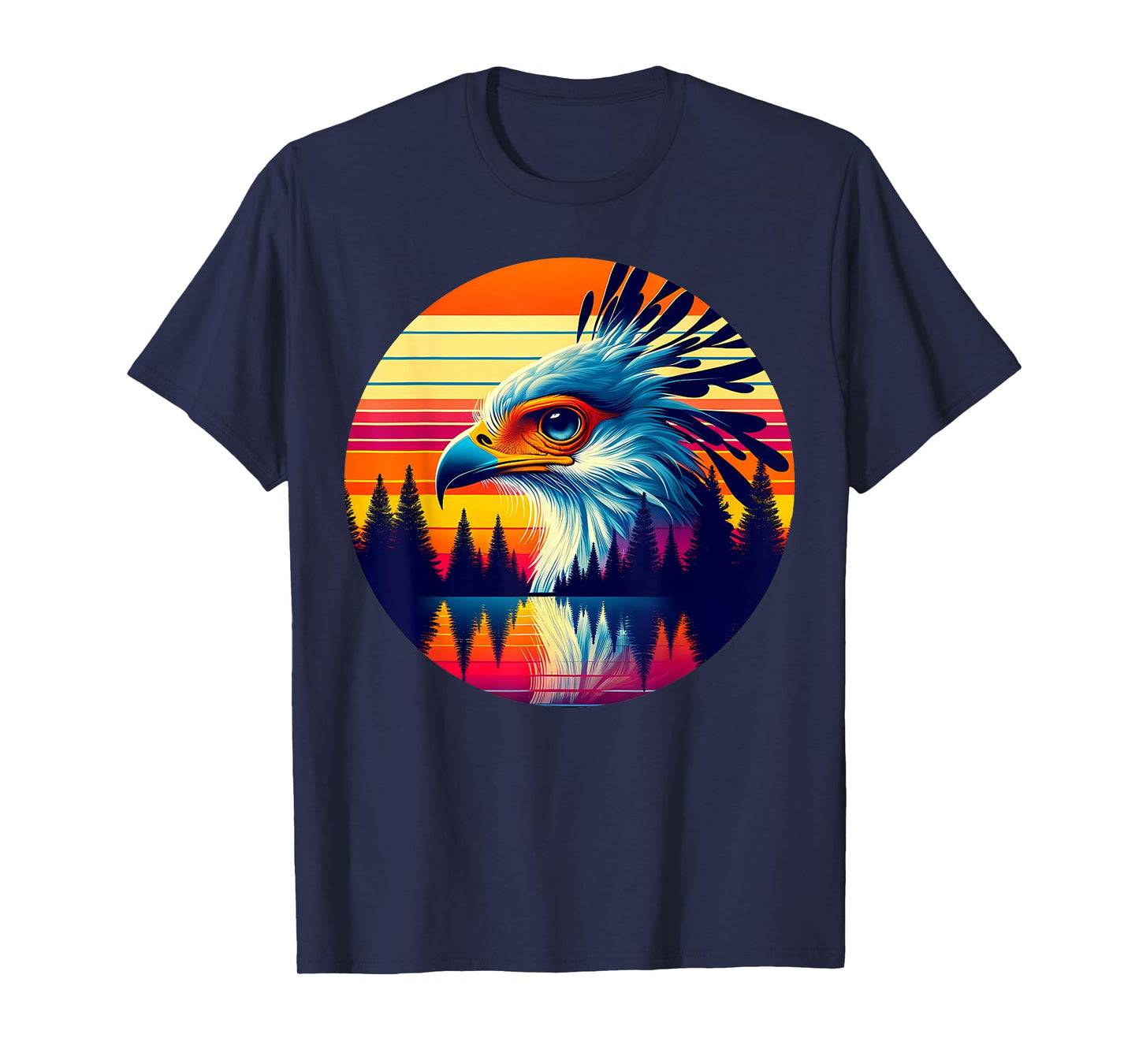 Secretary Bird Sunset Retro Style Safari Vintage 70s T-Shirt