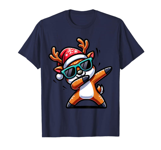 Christmas Reindeer Boys Dabbing Reindeer Santa Xmas Funny T-Shirt