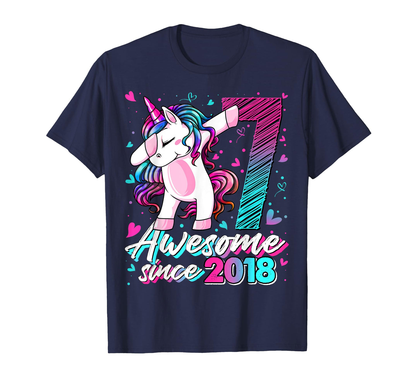 7 Year Old Unicorn Gifts For Girls 7th Birthday Girl Party T-Shirt